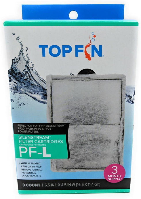 Top Fin Silenstream PF-L Refill for PF20, PF30, PF40 and PF75 Power Filters 6.5in x 4.5- (3 Count)