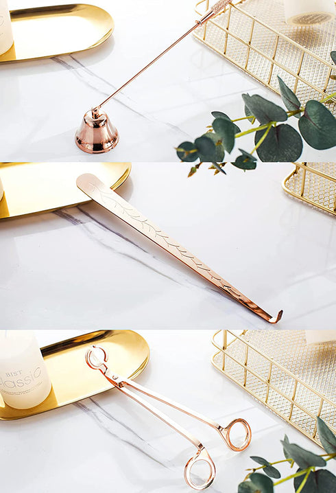 Kingrol Candle Accessory Set, Stainless Steel Candle Wick Trimmer Candle Snuffer for Candle Lover, 6 Pack, Rose Gold Finish