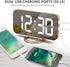 Digital Alarm Clock for Bedrooms, LED Mirror Digital Clock Large Display for Heavy Sleepers Teens, Snooze, Dual USB Charger Ports, 3 Level Brightness, Electronic Clock for Bedroom Living Room(Gold)