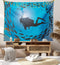 Ambesonne Under the Sea Tapestry, Diver Surrounded with Jamb of Fishes Scuba Snorkel Aqualung Water Sports, Wide Wall Hanging for Bedroom Living Room Dorm, 60" X 40", Dark Blue Aqua