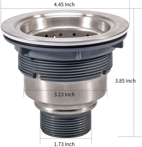 Kitchen Sink Drain 3-1/2 Inch Sink Drain Assembly Kit, Removable Deep Sink Strainer Basket with Sink Stopper/Sealing Lid for Home, Kitchen, Stainless Steel