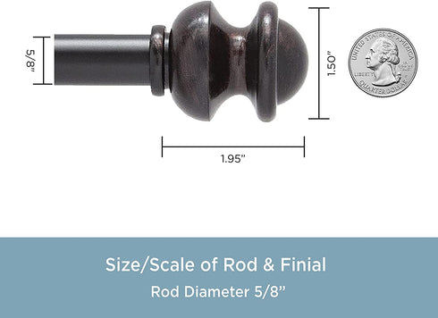 Kenney Kendall Standard Decorative Window Curtain Rod, 28-48", Antique Rust