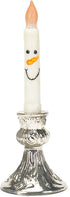 The Country House Smiling White Snowman Timer 6.5 inch Acrylic Decorative Christmas Taper Candle
