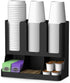 Mind Reader 6 Compartment Upright Breakroom Coffee Condiment and Cup Storage Organizer, Black, 13.5 x 4.30 x 12