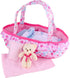 Baby Doll Cradle Bassinet Portable Doll Carrier Carry Bag,Soft Pillow Quilt Plush Bear Doll Clothes Outfits Included,for 9-10-11-12 Inch Alive Baby Doll Reborn Newborn Baby Doll Accessories Gift-wrap