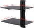 ABO Gear Floating Shelves Wall Mounted Shelf with Strengthened Tempered Glass for TV Box Cable Box Tv Accessories,2 Shelves, Black