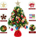 Oyydecor Pre-lit Artificial Mini Christmas Tree 24Inch Small Christmas Tree with 50 LED Small Lights and Cloth Bag Base for Table Top Desk Classic Series Holiday Decoration