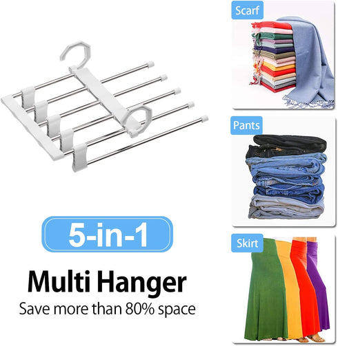 Rhinoceros Pants Hangers Space Saving, Hangers for Jeans Multifunctional Pants Rack Space Saver Closet Organization Scarf Hangers Leggings Trousers Jean Organizer