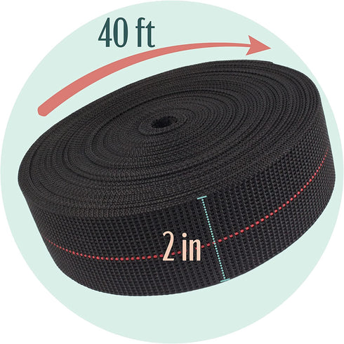 BambooMN Two-Inch Latex Elasbelt Webbing for Chair Repair - 40' Roll