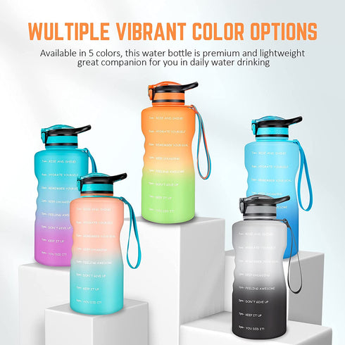 Gusgopo Large Half Gallon/64oz Motivational Water Bottle with Time Marker & Straw, Leakproof Tritan BPA Free Water Jug, Ensure You Drink Enough Water Daily for Fitness,Gym and Outdoor Sports