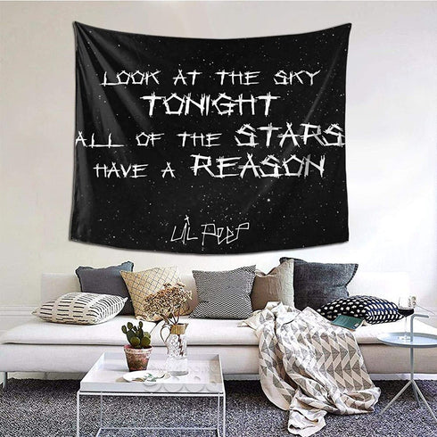 Kassmuly Lil Peep Star Shopping Lyrics Starry Background Decorative Wall Tapestry Bedroom Living Room Dorm Party Decor 60x51 In