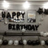 50th Birthday Party Decorations Black and White for Men Boys, Black HAPPY BIRTHDAY Banner with Silver Number Foil Balloons for 50 Decor