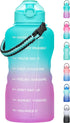 Water Bottles with Times to Drink, 1 Gallon/128oz BPA Free Leak-proof Water Bottle with Time Marker & Straw Perfect for Fitness Gym Camping Outdoor Sports, Water Jug