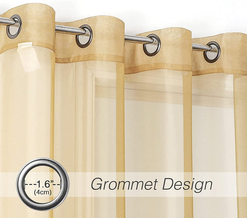 HEJEME Sheer Window Treatment Curtains Length 84inch with Grommets - Semi Sheer Voile Panels for Bedroom, Living Room & Dining Room, Set of 2 Panels (Apricot Yellow)