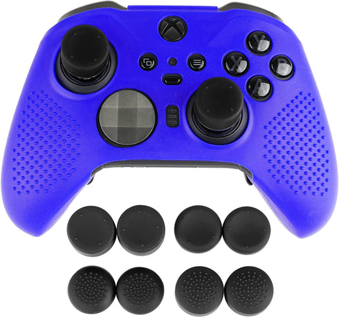 AreMe Soft Anti-Slip Silicone Protective Cover Skins Case with Rubber Thumb Grips Analog Caps for New Xbox One Elite Series 2 Controller (Blue)