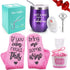 Not a Day Over Fabulous Wine Tumbler, Funny Birthday Wine Gifts with Saying for Women, Birthday Gifts Ideas for Her, 12 OZ Stainless Steel Wine Tumbler with Lid Straw Cupcake Wine Socks Bottle Opener