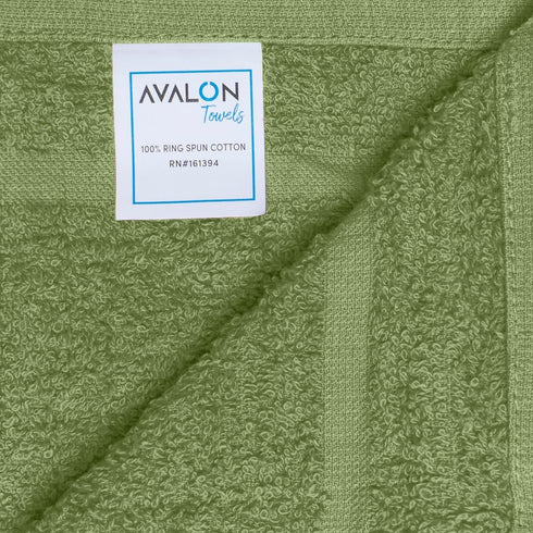 Avalon Towels Cotton Washcloths (Pack of 24) Size 12x12 Inches Premium Ring Spun Cotton, Super Absorbent Soft Face Towels, Gym Towels, Hotel Spa Quality, Reusable Multipurpose Towels (Green)