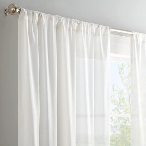 Eclipse Chelsea Modern Sheer Voile Light Filtering Rod Pocket Window Curtains for Bedroom or Living Room (Single Panel), 52x84, White