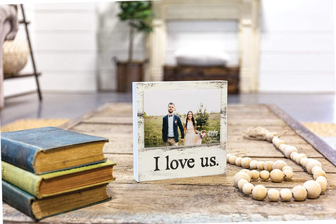 P. Graham Dunn I Love Us Whitewash 7 x 7 Wood Box Wall Photo Frame Plaque