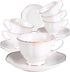 GuangYang 12 Pieces (Tiny Style) Mini Porcelain Espresso Cups with Saucers - 2.8 Ounce Coffee Cup and Saucer set of 6 ,80cc,White