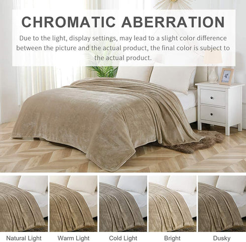 BOURINA Fleece Blanket Flannel Throw Blanket (Beige,Twin Size) Lightweight Cozy Microfiber Blanket for Sofa, Couch, Bed, Camping, Travel, 60x80 inches