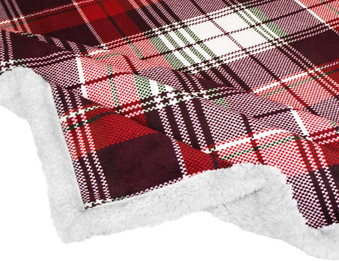 PAVILIA Christmas Plaid Blanket | Sherpa Fleece Flannel Throw Blanket | Christmas Plaid Warm Plush Microfiber Blanket for Couch Sofa | 60x80 Inches