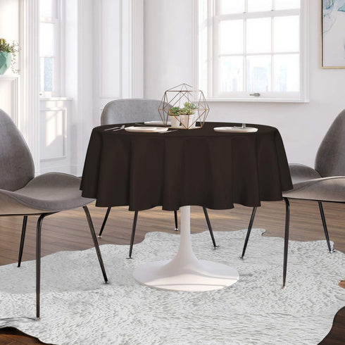 sancua Round Tablecloth - 60 Inch - Water Resistant Spill Proof Washable Polyester Table Cloth Decorative Fabric Table Cover for Dining Table, Buffet Parties and Camping, Brown