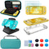 Accessories Kit for Nintendo Switch Lite - YOOWA Accessories Bundle with Carrying Case, Protective Cover case, 2-Pack Tempered Glass Screen Protector, Adjustable Play Stand, 6 Thumb Grips