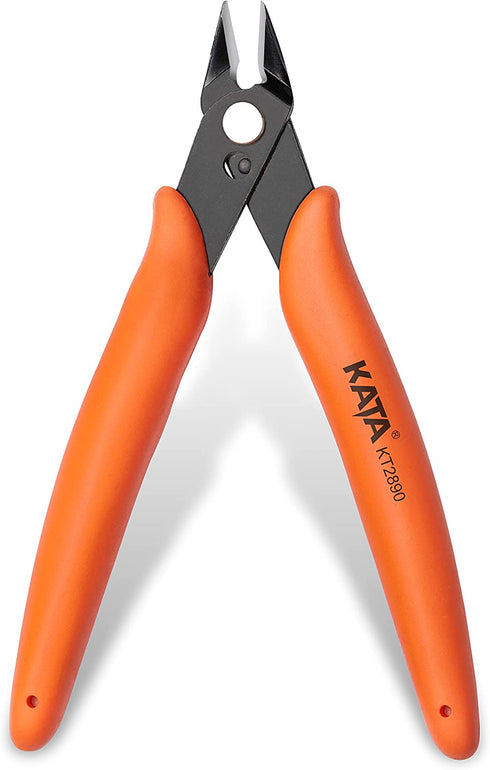 KATA 5 Inch Micro Wire Cutter,Precison Mini Flush Cutters and Clean Cut Pliers for Electronics,Model,Jewelry,Model Kits,Orange