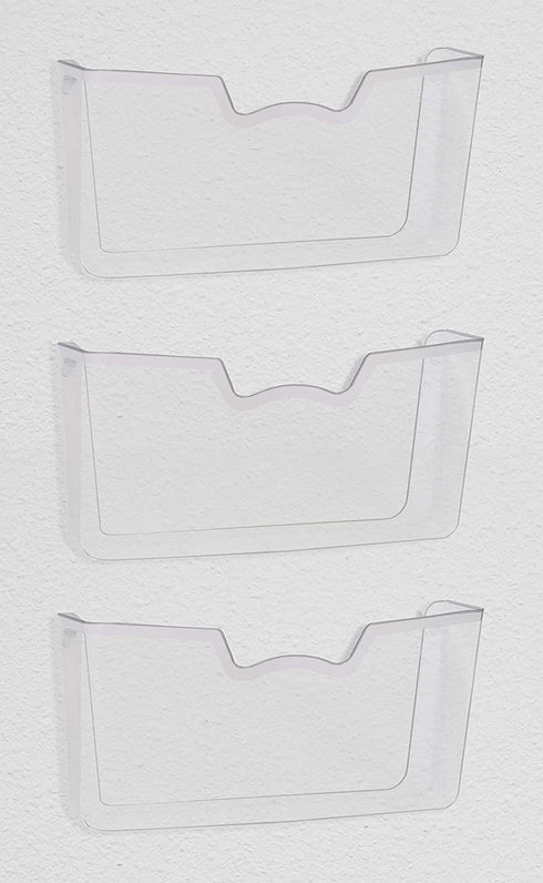 3 Pack - Simple Houseware Clear Single Pocket Wall Mount File Holder