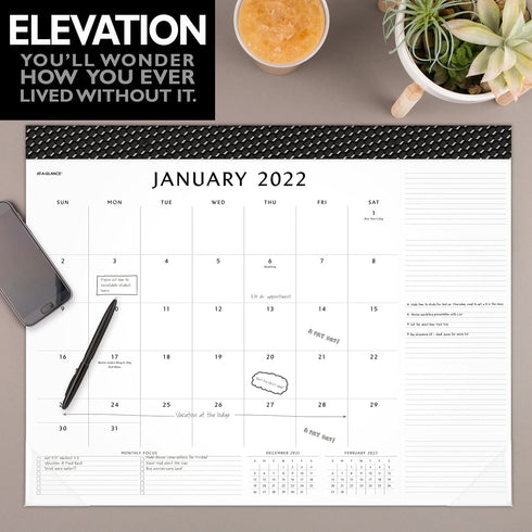2022 Desk Calendar by AT-A-GLANCE, Monthly Desk Pad, 21-3/4" x 17", Standard, Elevation (SK752400)