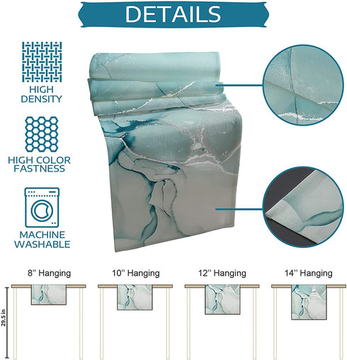 Marble Turquoise Teal Aqua Table Runner 70 Inches Long,Cotton Linen Modern Kitchen Dinner Dining Table Runners Decor Dresser,Burlap Tablerunner for Coffee/Dining/Party/Wedding Table Table Decor
