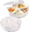 Round Plastic Divided Serving Tray with Lids, Snack fruit tray, 5 Compartment Round Food Storage Lunch Organizer, food storage lunch storage box, vegetarian candy snack party appetizer tray