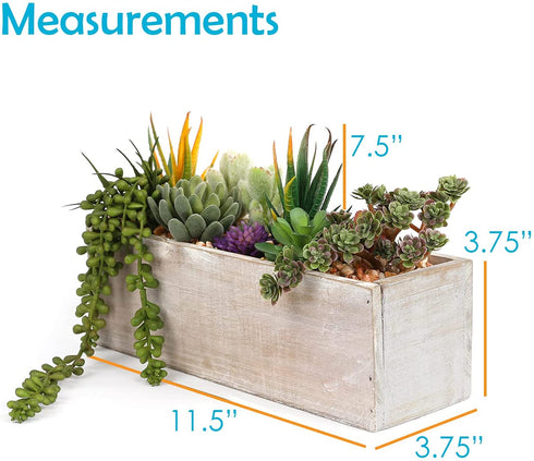 Houseables Succulent Plant Arrangement, Artificial Succulents Planter, 11.5 x 7.5 x 3.75, Assorted Plants, Long Rectangular Wood Centerpiece for Tables, Fake Cactus Decoration, Rustic, Faux Decor