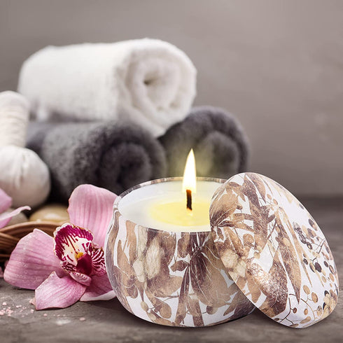 Scented Candles Aromatherapy Candles Set for Home Scented 4.4 Oz Soy Wax Jar Candles 4 Packs Portable Travel Tin Candles for Stress Relief, Home Decor, Meditation, Bath, Birthday, Christmas Gifts