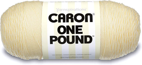 Caron One Pound Solids Yarn, 16oz, Gauge 4 Medium, 100% Acrylic - One Pound Cream - For Crochet, Knitting & Crafting ( 1 Piece )