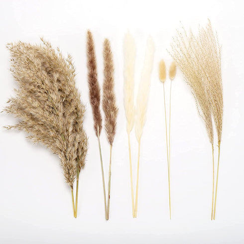 65 Pcs Dried Pampas Grass Decor Tall Fluffy,Natural Air Drying Pompous Grass for Dried Flowers Arrangements,Pampas Grass Large,Boho Decor Pompas Floral,Wedding,Party Living Room Home Decor