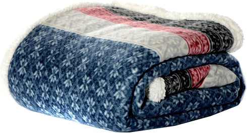 Eddie Bauer Home | Brushed Collection | Giftable Sherpa Fleece Reversible Throw, Ultra Soft & Cozy, Perfect for Bed or Couch, Fair Isle Dark Steel