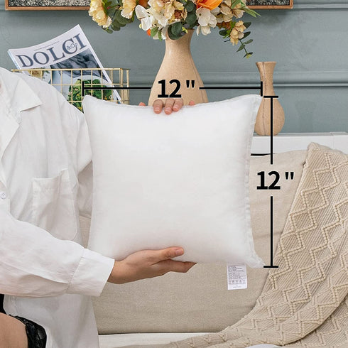 MIULEE Set of 4 Throw Pillow Inserts, Premium Hypoallergenic Throw Pillows Stuffer Decorative Square Sham Pillow Forms for Couch Sofa Bed 12 x 12 Inch