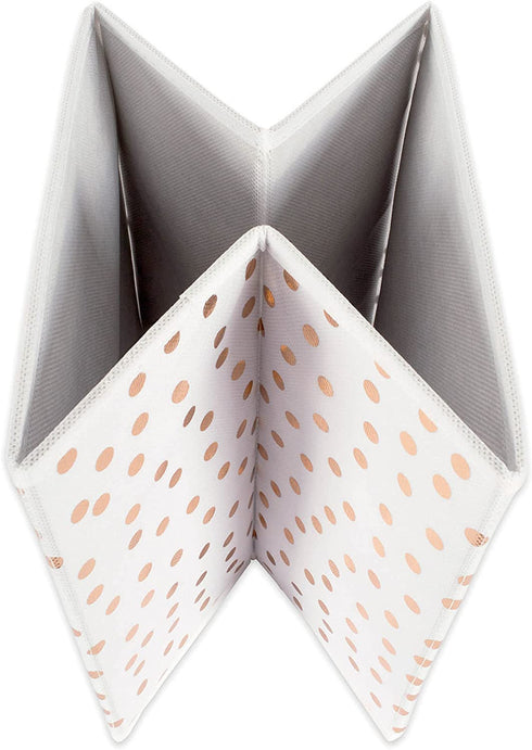 DII Non Woven Storage Collection Polka Dot Collapsible Bin Large Set, 13x13x13 Cube, White & Copper, 2 Piece