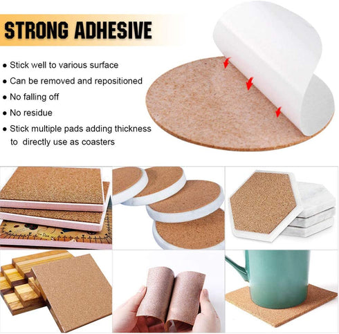Self-Adhesive Cork Squares 110 PCS Cork Adhesive Sheets 4 x 4 Inch for Coasters and DIY Crafts, Cork Board Squares Cork Backing Sheets Mini Wall Cork Tiles Mat with Strong Adhesive