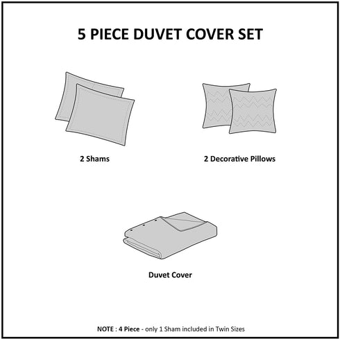 Intelligent Design Raina 5 Piece Metallic Printed Duvet Cover Set, Full/Queen, Blush/Gold