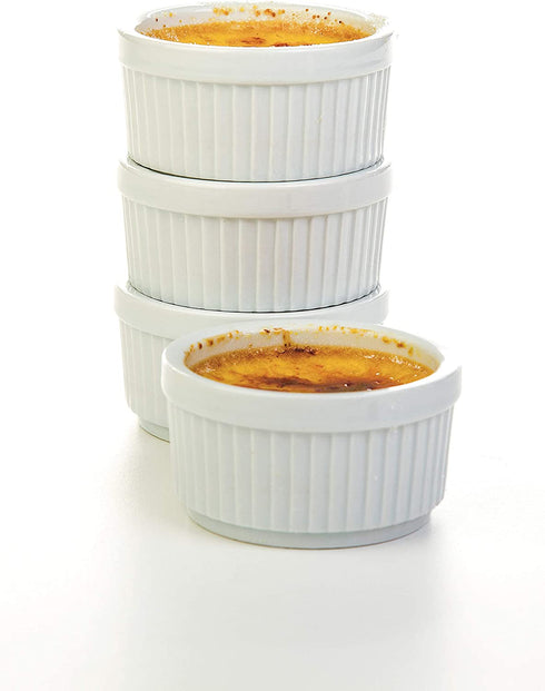 Prepworks by Progressive Porcelain Stacking Ramekins-Set of 6 for Baking, Cr¨me Brulee Dishes, Souffle, Flan Pan Sauce, Custard, Pudding Cups, Dipping Bowls