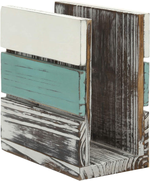 MyGift Rustic Napkin Holder Torched Wood Home Kitchen Napkin Dispenser Rack with Mixed Color Design
