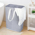 80L Extra Large Collapsible Laundry Baskets with Handle Waterproof Stripe Linen Washing Basket for Bedroom, Blue