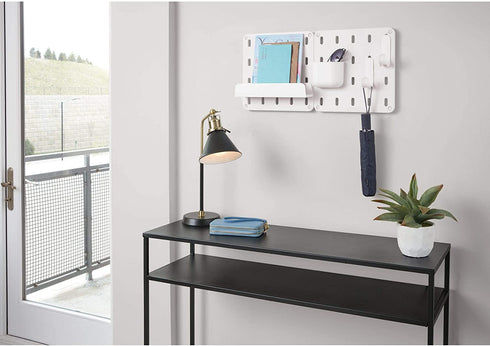 iDesign Cade BPA-Free Plastic Modular Hanging Pegboard Organizer Single Storage Hooks, 4.88" x 2.67" x 1.25", Matte White