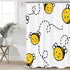 White Baby Bee Honey Cute Flying Happy Honeybee Cartoon Animal Bumblebee Shower Curtain Sets Hooks,Waterproof Polyester Curtain