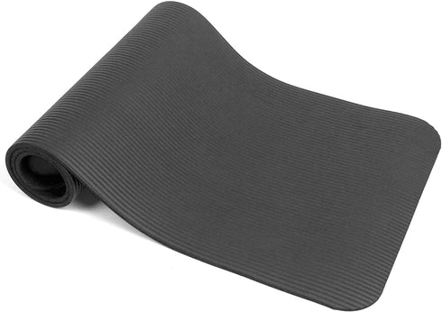 Mind Reader NBRMAT-BLK All Purpose 1/2 Extra Thick Yoga Fitness & Exercise Mats with Carrying Strap, High Density Anti-Tear, Black