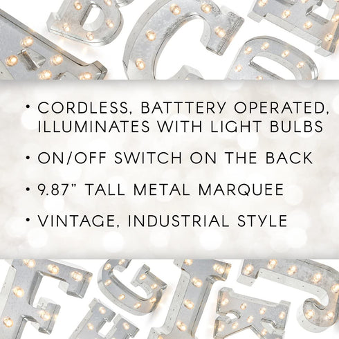 Darice Silver Metal Marquee Letter F-9.87? Tall, Galvanized Finish