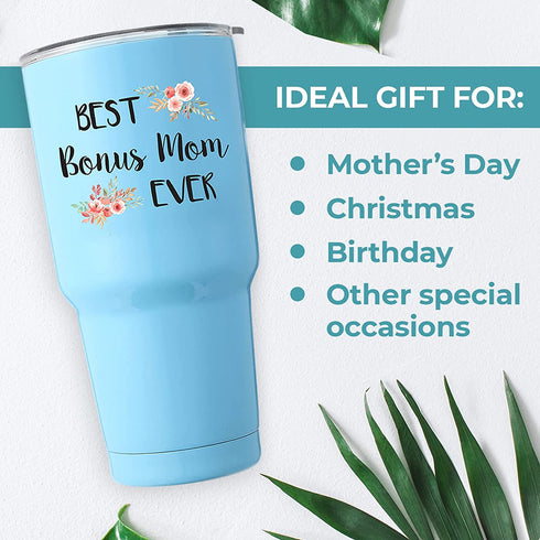 KEDRIAN Stepmom Tumbler 30oz, Step Mom Gifts, Stainless Steel Vacuum Sealed, Stepmom Presents For Birthday, Gifts For Your Second Mom, Best Stepmother Gift, Bonus Mom Gifts